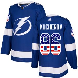 Kinder Tampa Bay Lightning Eishockey Trikot Nikita Kucherov #86 Authentic Blau USA Flag Fashion